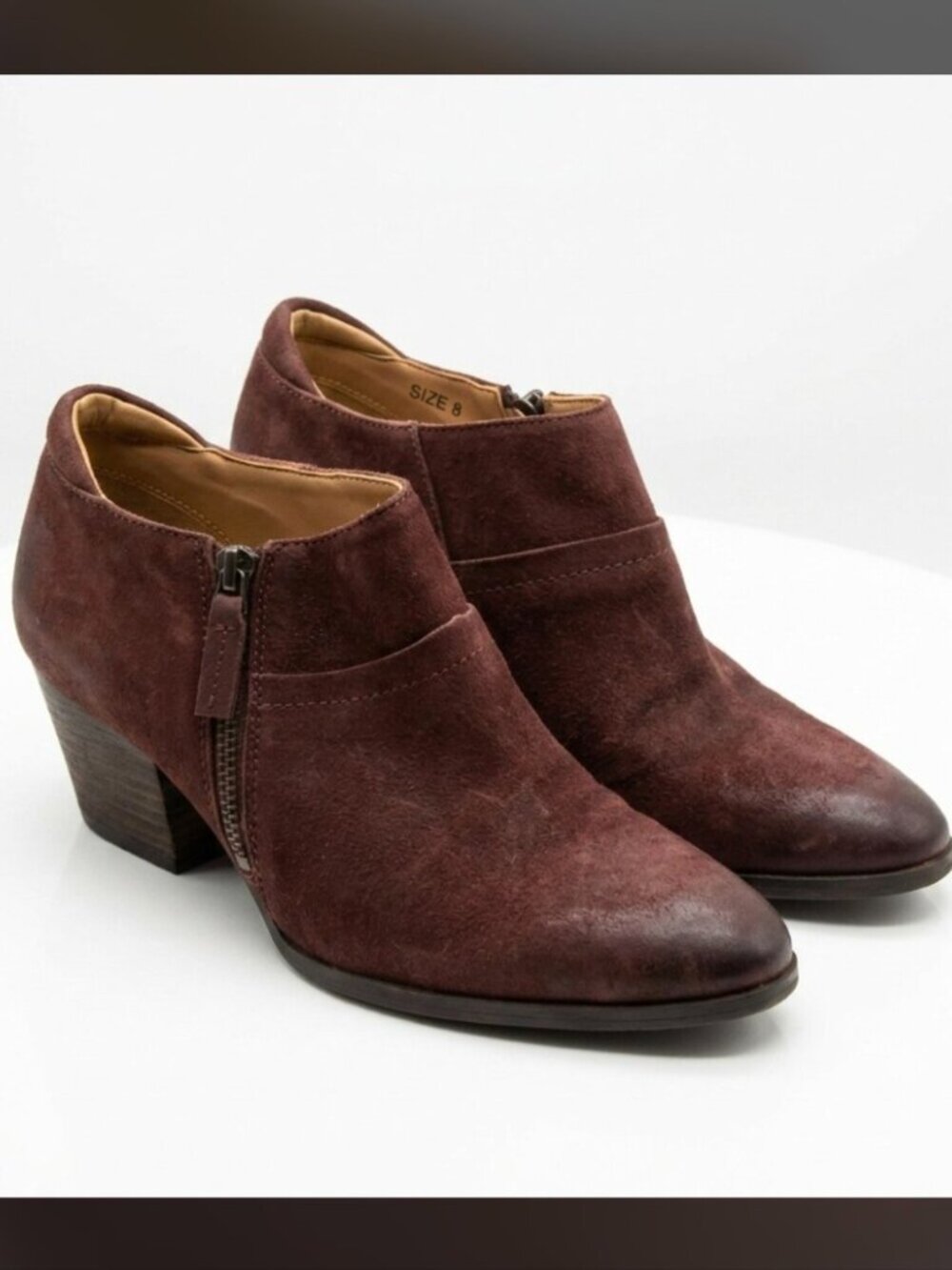 Franco Sarto Brown Suede Leather Ankle Boots Booties Western Boho Size 8